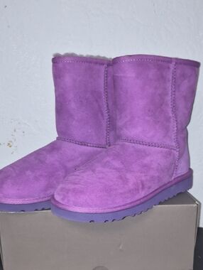 Purple Suede Short Winter Boots